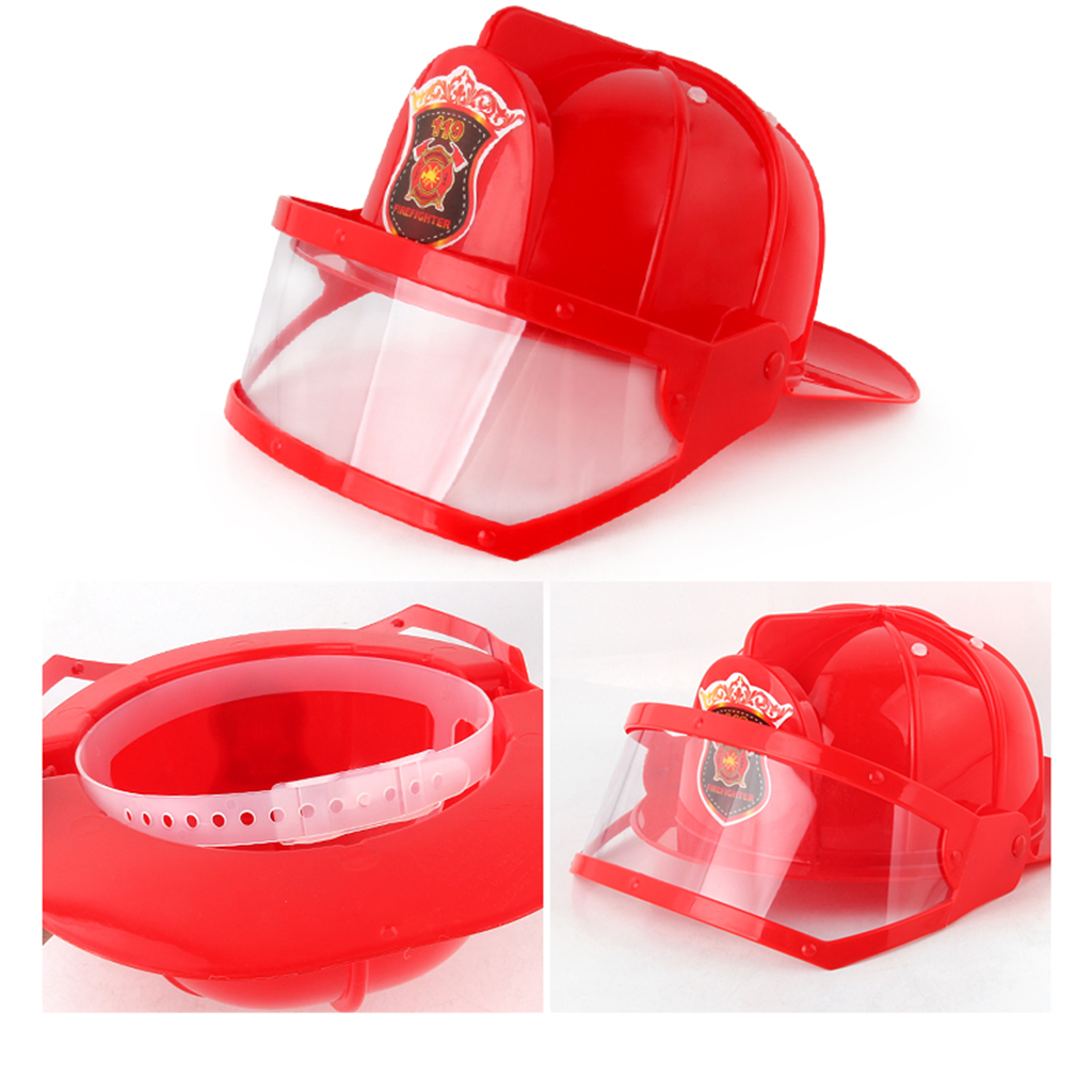 Children Fireman Helmet Firefighter Hat Fancy Dress Accessories Kids Halloween Party Role Play Toy