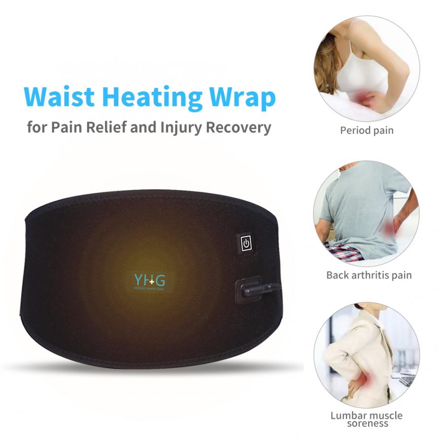 YHG USB Charging Electric Heating Therapy Abdomen Waist Support Belt Wrap Orthopedic Brace Back Heating Pad Pain Relief Band