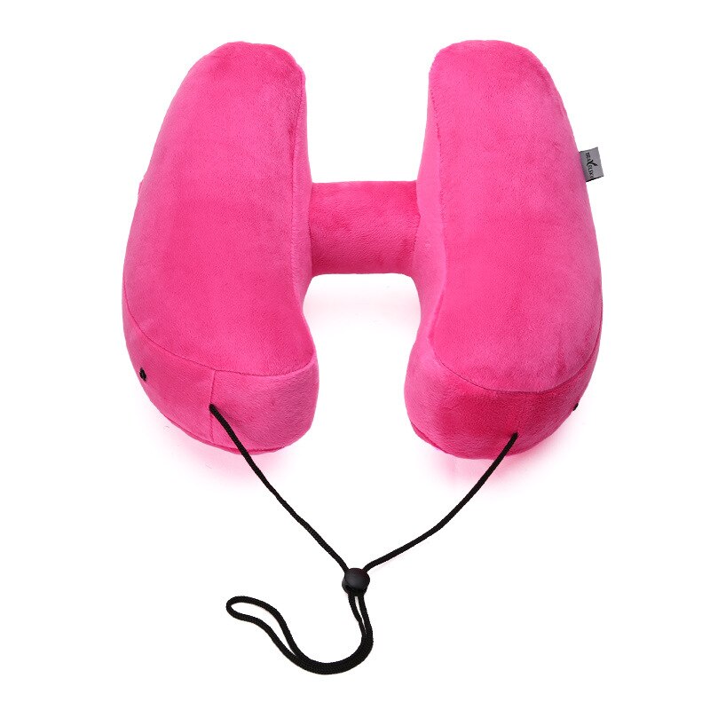 Russian Warehouse H Shape Inflatable Travel Pillow Air Cushion Folding Lightweight Nap Neck Pillow Car Airplane Sleeping Cushion: Pink Pillow