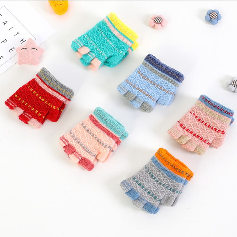 Guantes de manopla de mitad de dedo de invierno para bebés niñas 1-4 años para niños