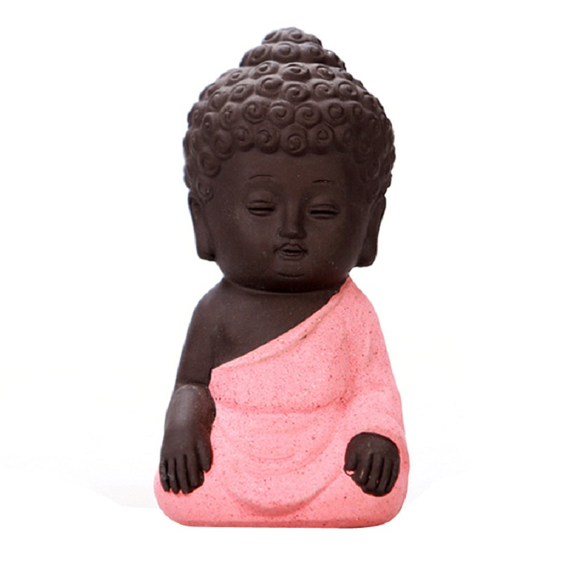 Statues de bouddha en argile | Petites Statues de bouddhisme, Litlle méditation moine Miniature artisanat, Mini moines bouddhisme chinois Zen, 4.9x9.5CM: 4