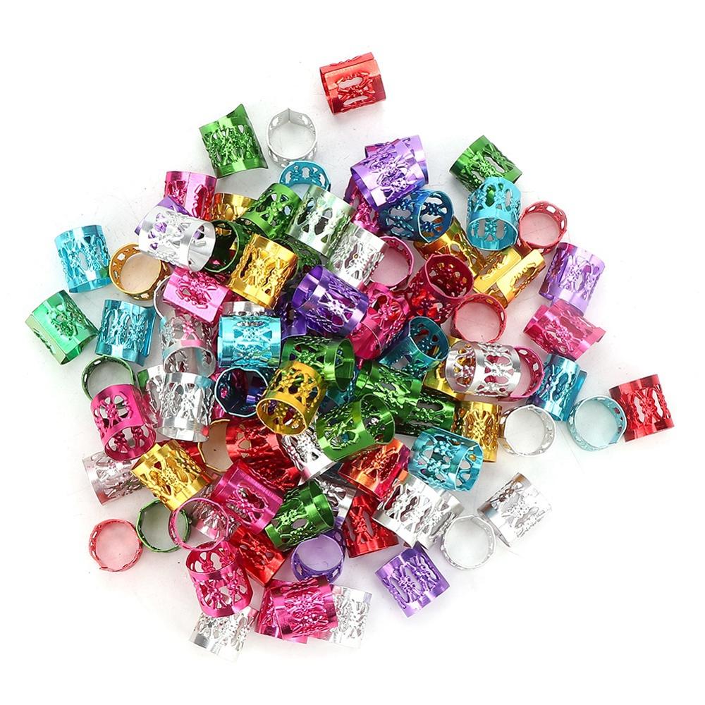 100Pcs Zilveren Gouden Haar Kralen Voor Dreadlocks Vlecht Kralen Ringen Manchetten Haar Decoratie Accessoires: B
