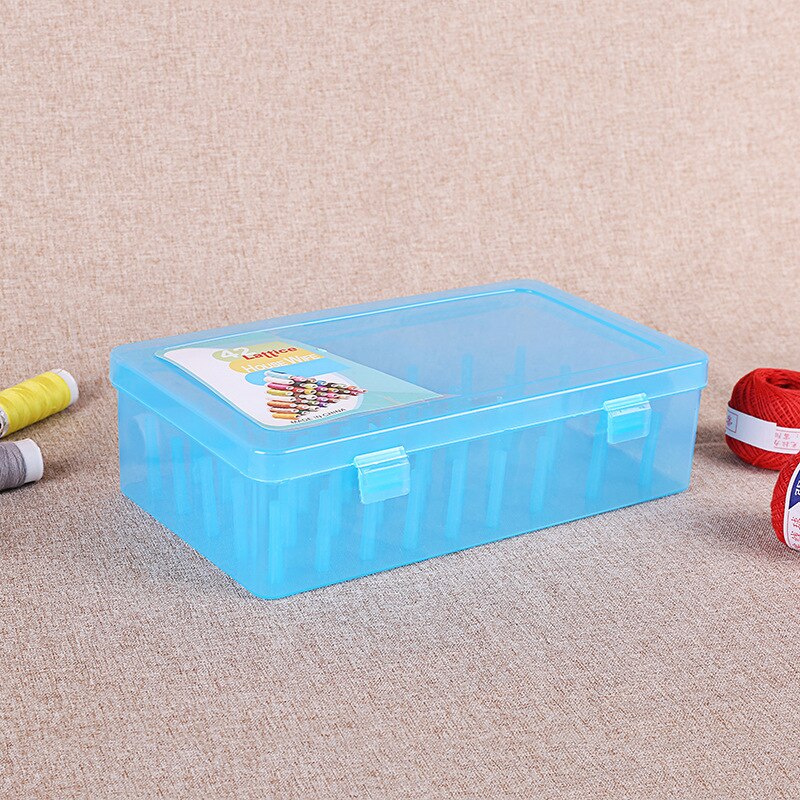 Empty Sewing Threads Storage Box Yarn Spools Bobbins Container Case with 42 Trays Pole Large Capacity Sew Organizer Holder: blue