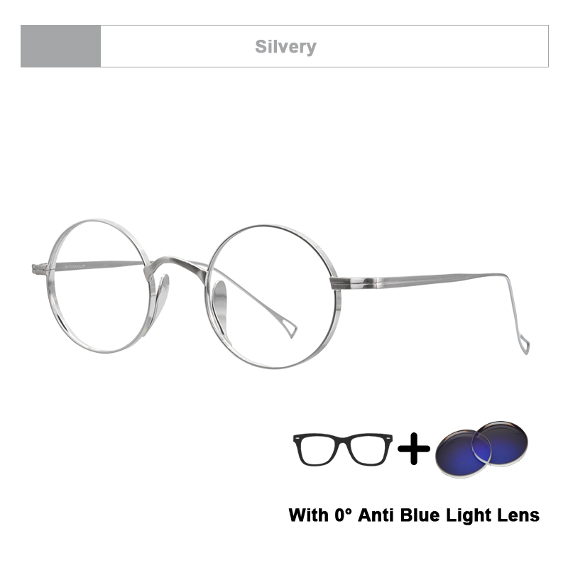 Montatura per occhiali rotondi in puro titanio stile coreano da uomo occhiali da vista ultraleggeri fatti a mano montature per occhiali di design di lusso: Oro