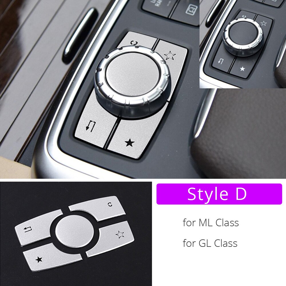 Botões botão do carro multimídia guarnição emblema capa adesivo para benz ml gl classe para benz acessórios: Style D