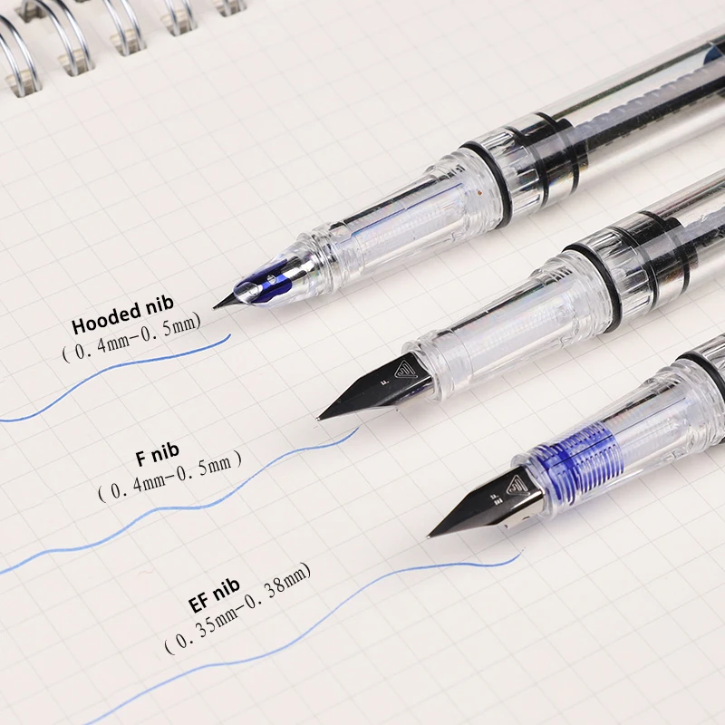 Pluma transparente de plástico para caligrafía para práctica estudiantil, punta con capucha de 0,5mm y Punta de 0,38mm, útiles escolares con tinta de Color: Juego de bolígrafos