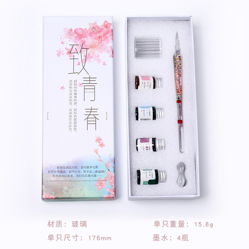 3/7Stck Glas Kuli-einstellen Neue Unterschrift Bleistift Mit Tinte tauchen Bleistift Glas Stifte Schule Kunst Liefert Schreiben zeichnung Schreibwaren: A7 6