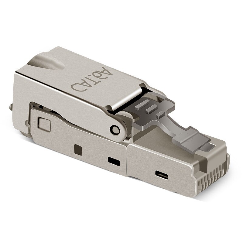 2 stk kat 6a skjermende krystallhode  rj45 kontakt metallmodul verktøyfri kontakt plugg datakabeladapter