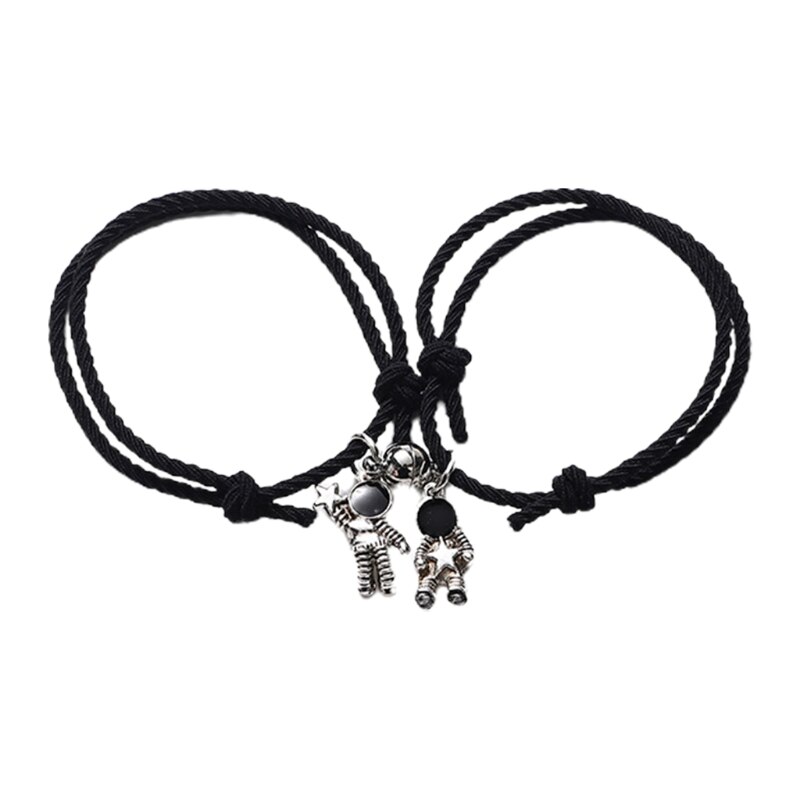 ANGELADY-pulsera de la Amistad minimalista para parejas, Kit de pulsera de distancia magnética trenzada, 2 unidades: Astronaut 1