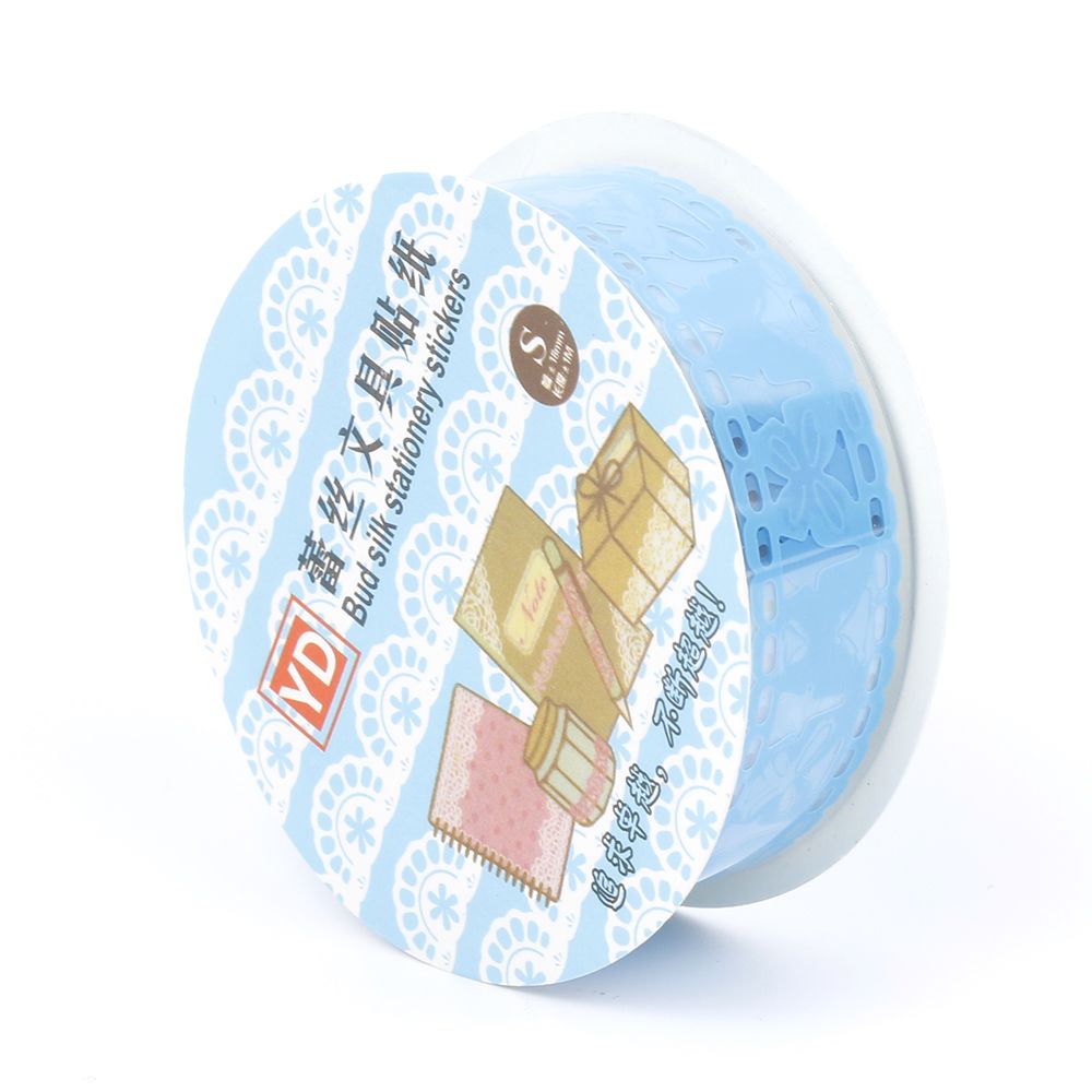 1pcs 18mm DIY Candy Color Washi Lace Tape Sticker Roll Decorative Scrapbooking Paper Masking Tape Self Adhesive Ornament Tape: blue