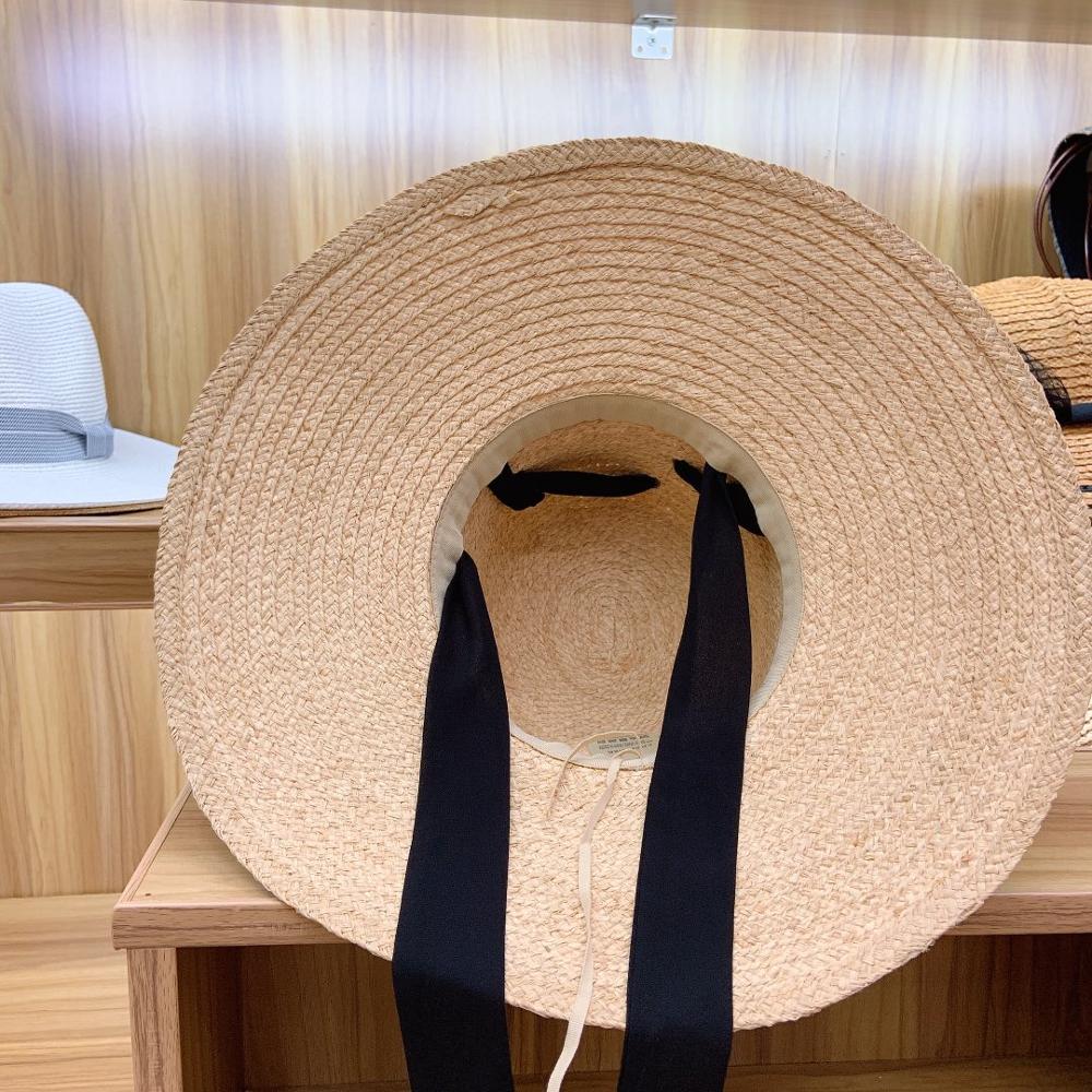 Sombrero de rafia para mujer, de 4,7 de ala ancha sombrero de paja grande &quot;, con cordones, flexible, para playa, para el sol, plegable, Derby de viaje,