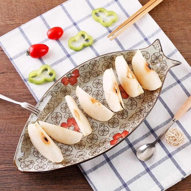 Fish plates Home ceramic dishes Fish-shaped plates Large steamed fish plates Rectangular plates nordic plate