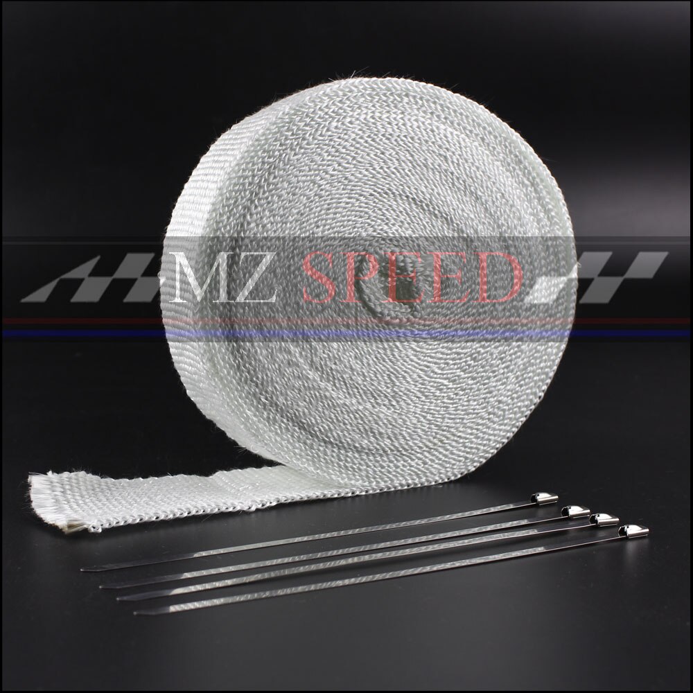 Envoltorio para tubo de escape, envoltura de tubo de bajada resistente al calor, bridas de acero inoxidable de 5m x 5cm para motocicleta y coche: 002