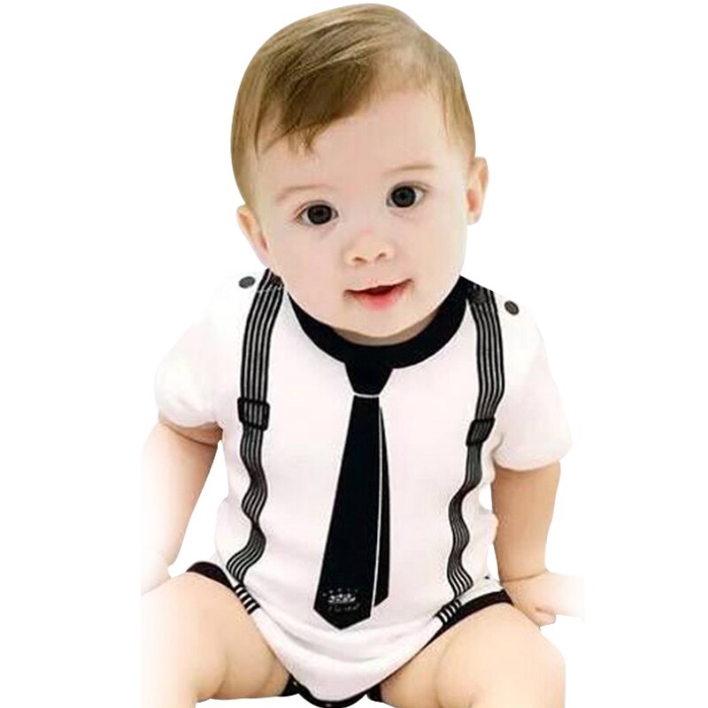 Newborn Baby Clothes Cotton Boy Romper O Neck Gentleman Body for Newborns Overalls Jumpsuit Clothing Bebe Baby 6-9M