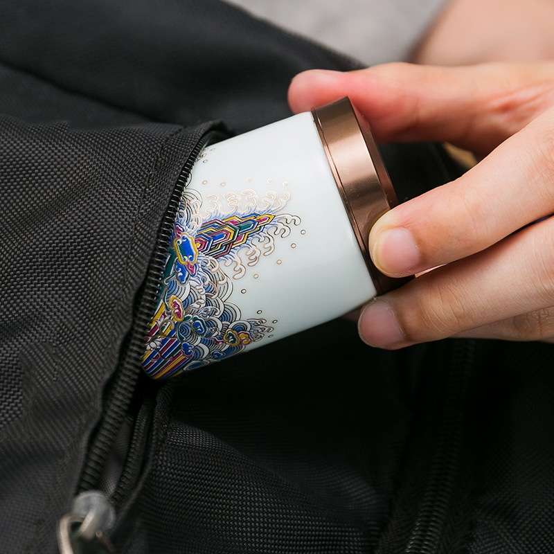 Travel Portable Chinese Retro Porcelain Small Tea Caddy Canister Sealed Ceramic Jar Tea Storage Box Container