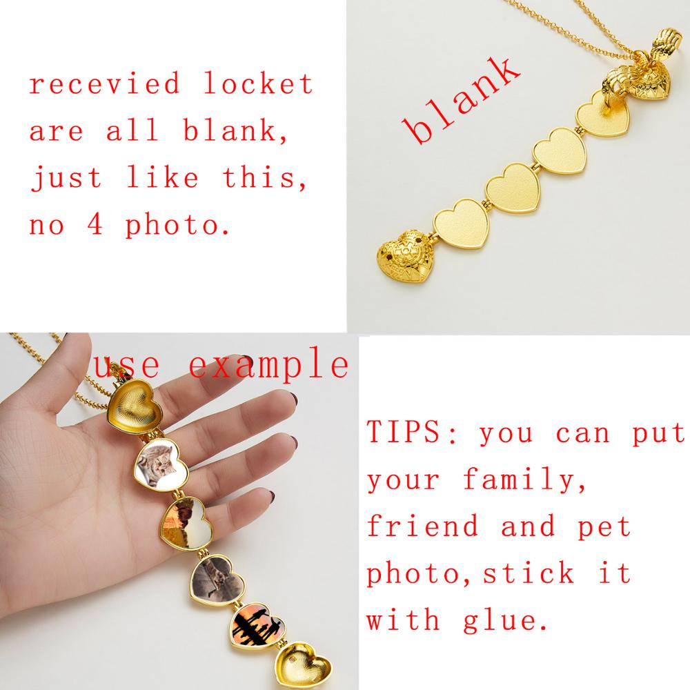 Angle Wings Photo Box Necklace Heart Shaped Foldable Can Hold 4 Photos Photo Frame Multi Layer Necklace DIY Openable Jewelry