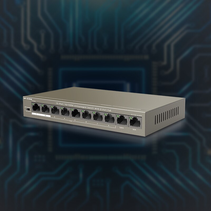 IPCOM F1110P-8-63W 8 + 2 Porte POE interruttore Ethernet VLAN 10/100Mbps interruttore di Rete per CCTV Macchina Fotografica del IP senza fili AP 250M Trasporto di Goccia