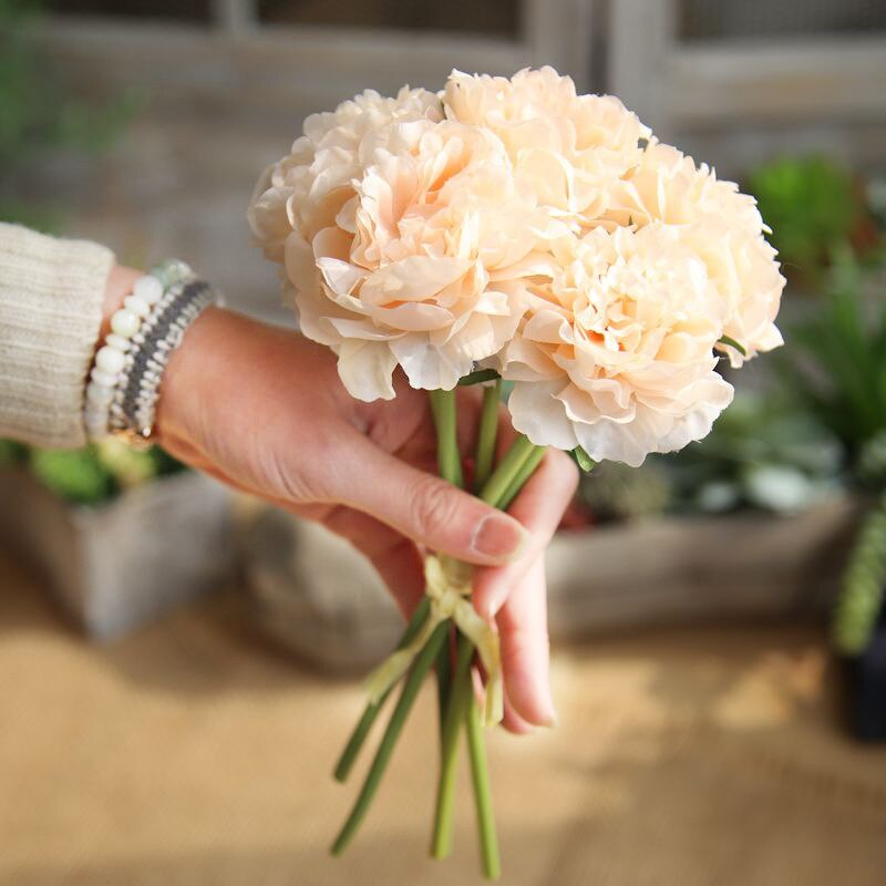5 hoveder kunstige hortensia blomster silke pæon brudebuket blomsterarrangement til boligindretning bryllupsfest borddekoration