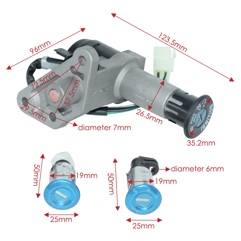 Kit de clé de commutateur d&#39;allumage de moto pour GY6 125cc 150cc, pièces de Scooter chinois à 4 broches