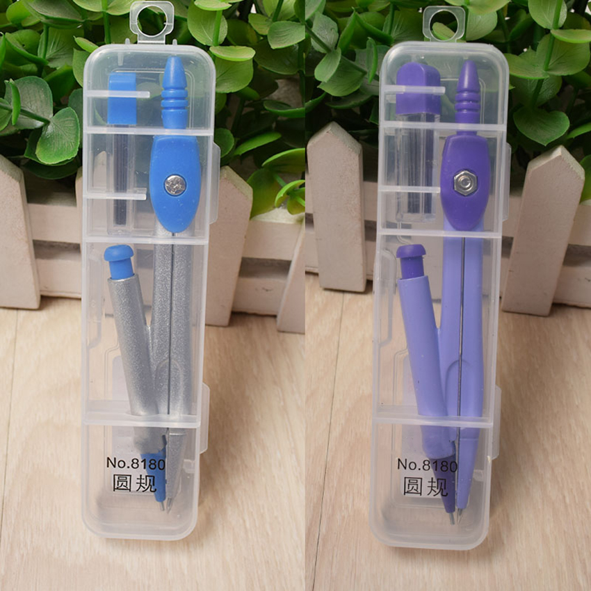 Metal Student Compass with Storage Box, Pencil Leads, Compass Measuring Tool for Learning Exam Stationery, Up to 140mm Diameter