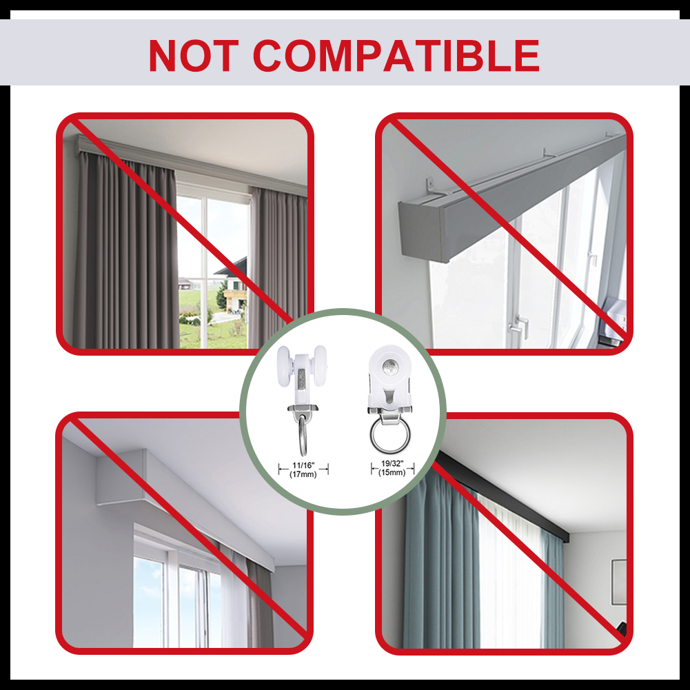 Polias de trilho de cortina de liga de alumínio, corredores para trilhos de cortina, serviço pesado