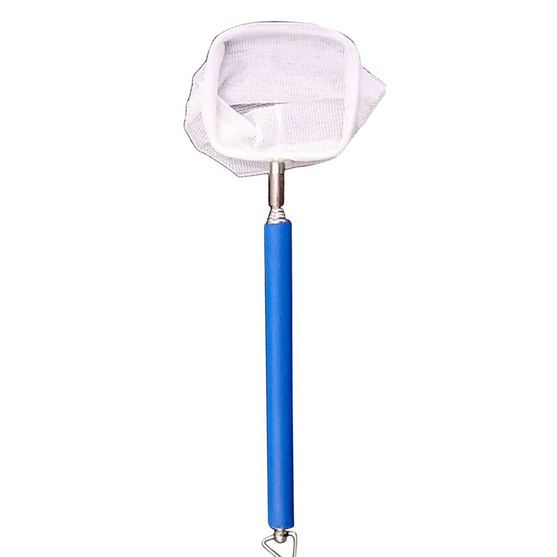 Mini Stainless Steel Aquarium Catch Net Adjustable Shrimp Scoop Fish Scoop Round Square Pocket Shrimp Catch Nets Fishing: blue