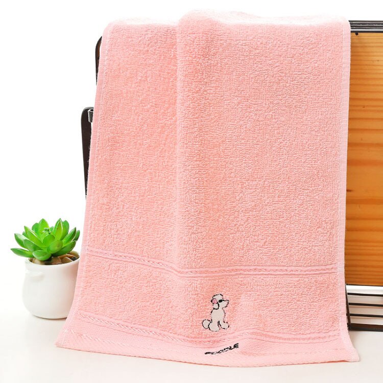 cotton children face cleaning towel 25*50cm embroidery cartoon dog towel Super absorbent kindergarten towel Baby bath towel: Pink