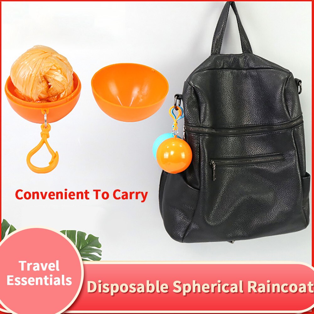 Convenient Portable Rain Ponchos Ball Adults Child Disposable Rainwear Emergency Waterproof Raincoat Colorful Poncho with Hook