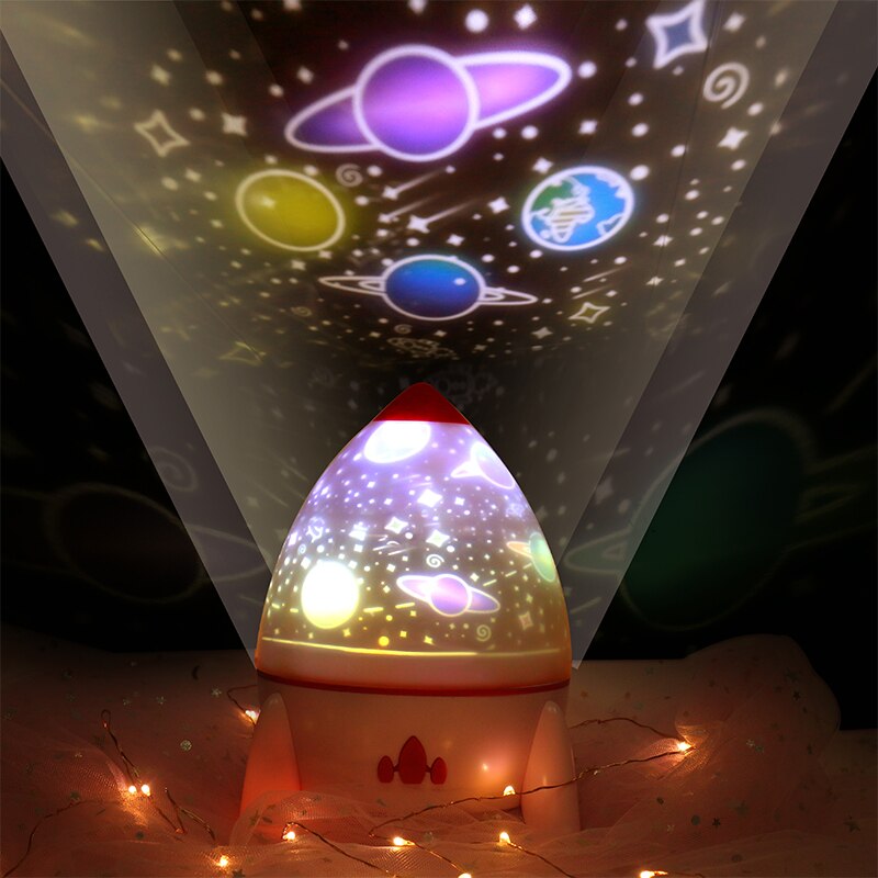 Star Night Light Projector Constellation Night Lamp Bedroom Nightlight Kids Baby Children Room Light Bluetooth Speaker Music: Rocket recharge pink