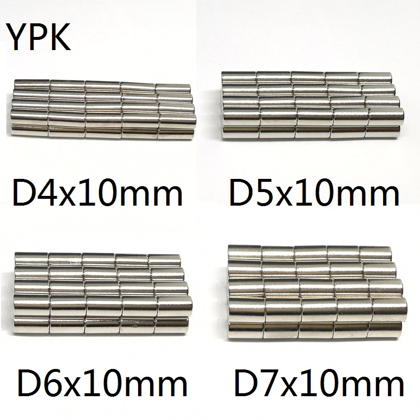 10 50 100 pcs / lot NDFEB Magnet 4*10 5*10 6*10 7*10 N35 cylindre Magnets de 4x10 5x10 6x10 7x10 Néodyme Magnétique