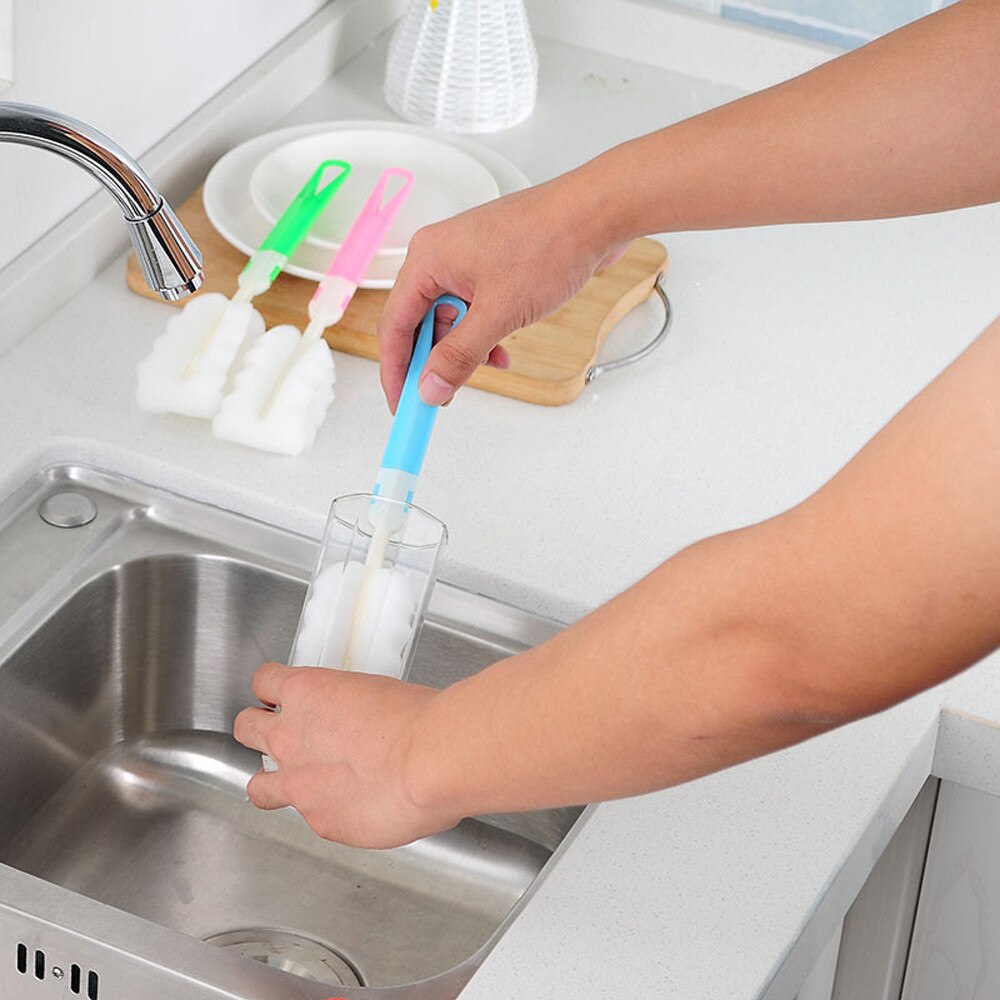 Bébé propre éponge enfant spécial bouteille brosse avec poignée ustensiles de nettoyage brosse verre spécial brosses dropshopper