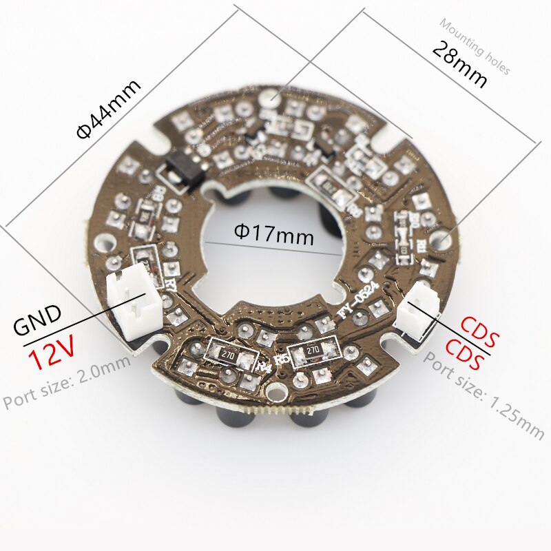 940nm 90 gradere cctv-tilbehør infrarødt lys 24 -korn ir ledet-kort til overvåkingskameraer nattsyn diameter 44mm