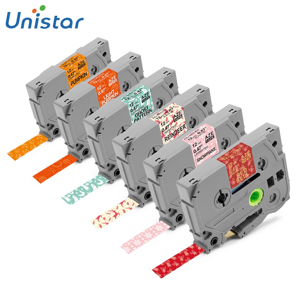 Unistar 5 Pcs Tze Patroon Tapes Compatibel Voor Brother P-Touch Printer Linten 12 Mm X 4 M Tze label Tape TZe-MPVA31 TZe231: 6 Pack