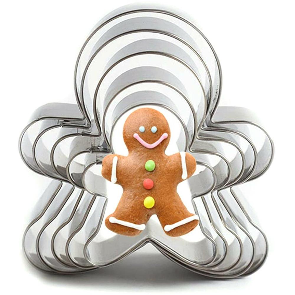 5 Stks/set Kerst Cookie Cutter Gereedschap Rvs Gingerbread Mannen Vormige Biscuit Mold Keuken Cake Decorating Tool