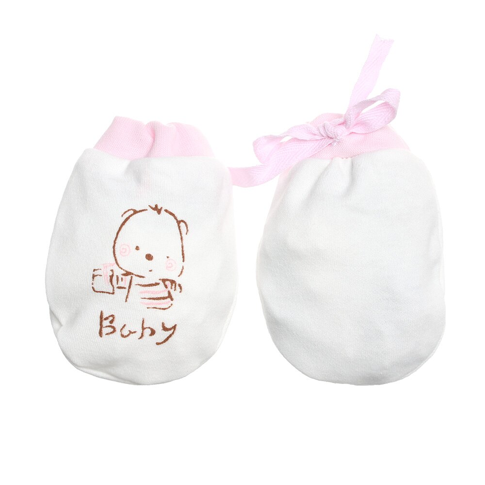 Gants Anti-saisie pour bébés | Gants pour nourrissons doux en coton, mitaines chaudes d'hiver, protège-mains à cordon réglable: A-pink