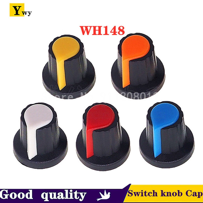 50Pcs WH148 Potentiometer Schakelaar Cap Plastic Knop Plum Handvat 15X17mm AG2 Handvat 6Mm Zwart Rood Geel Oranje wit