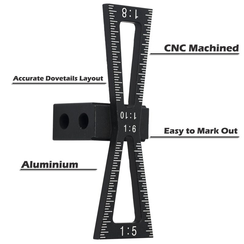 Zwaluwstaart Marker, Zwaluwstaart Markering Gauge Met Schaal, Zwaluwstaart Jigs Hand Cut Gewrichten Zwaluwstaart Guide Tool, zwaluwstaart Sjabloon Voor Woodw