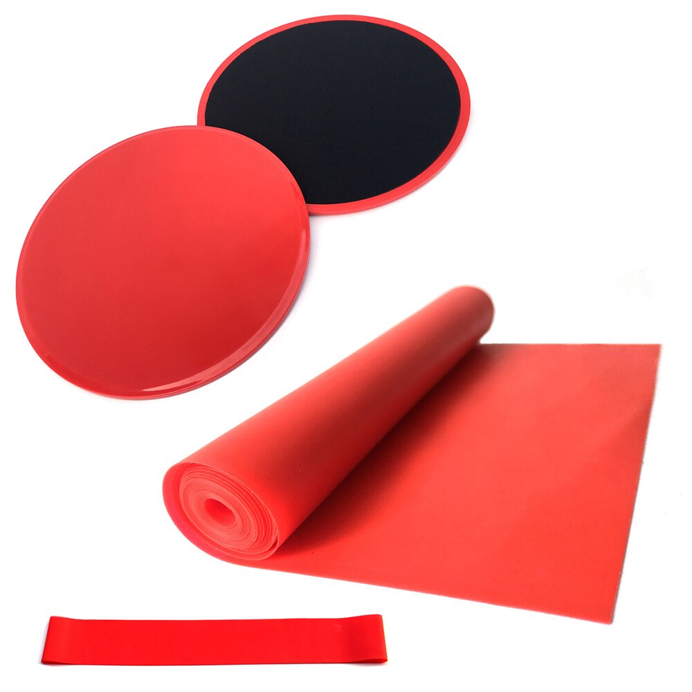 4-Piece Yoga Equipment Set - Core Sliders, Resistance Loop Band, Latex Strap