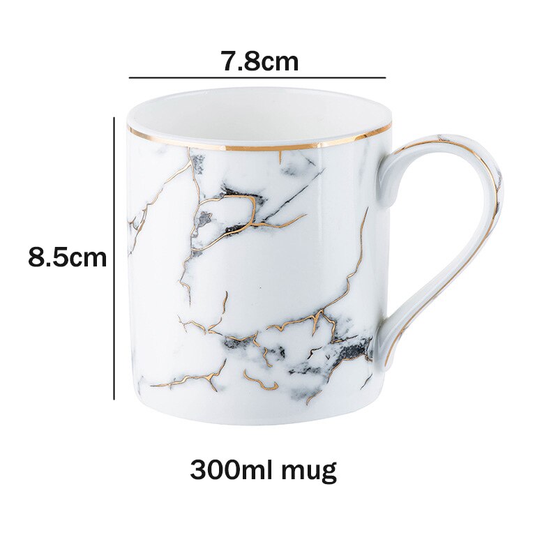 Steengoed Gemarmerd Servies Set Gouden Keramische Mok Diner Plaat Pasta Gerechten Afternoon Tea Set Salade Dessertbord 8/10 inch: 1 mug