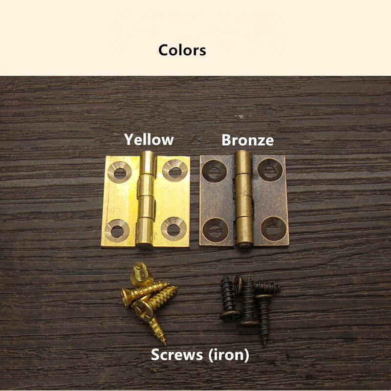Brass Hinge Decor Door Hinges Wooden Jewelry Box Copper Hinge Fittings for Furniture Hardware+Nail,2.4*2.2cm,8Pcs