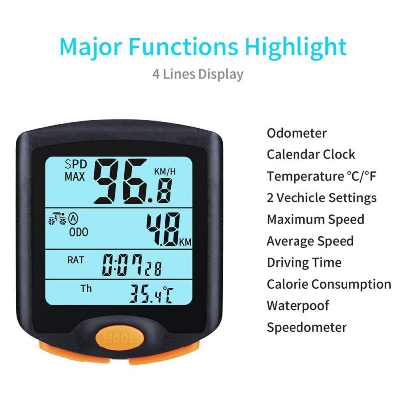 D-B Bike Speed Meter Digital Bike Computer Multifunction Waterproof Sports Sensors Bicycle Computer Speedometer