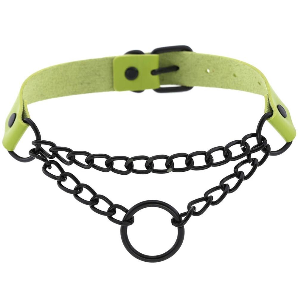 Schwarz Gothic O Kette choker kragen harajuku Punk Choker frauen mädchen schwarz leder chocker emo Kawaii hexe schmuck: green