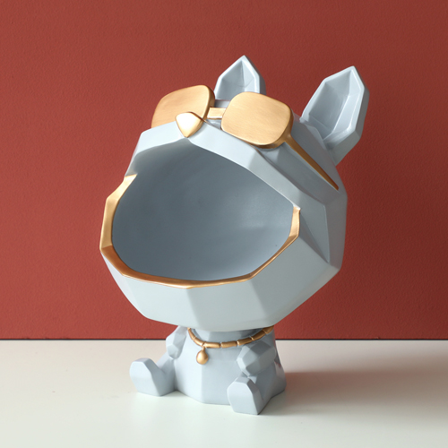 Frosch Lagerung Kasten Behälter Harz hause büro Schmuck Schlüssel Kasten Obst Süssigkeit Kasten Frosch figur skulptur moderne kunst statuen für dekoration: grau Hund