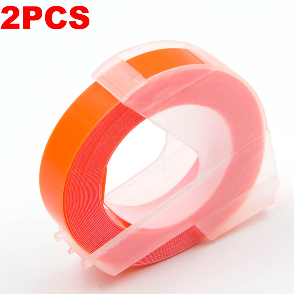 Absonic 2PK 9mm 3D Embossing PVC Label Tapes Compatible Dymo 1610 1880 12965 Manual Label printers for Motex E101 Label Makers: Fluorescent Orange