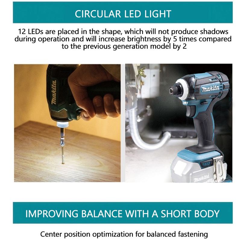 Makita DTD173 Blauw 1800 RPM Accuschroevendraaier 180N.m Borstelloze Motor Elektrische Boor Hout/Bout/T-Modus Voor Makita 18 V Batterij