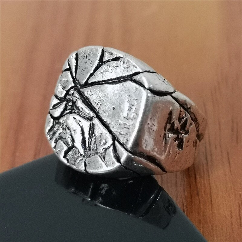 Punk Square Fracture Ring Men Silvery Jewelry Vintage Rings For Mens Hip Hop Rock Ring Accessories Women Rings Female