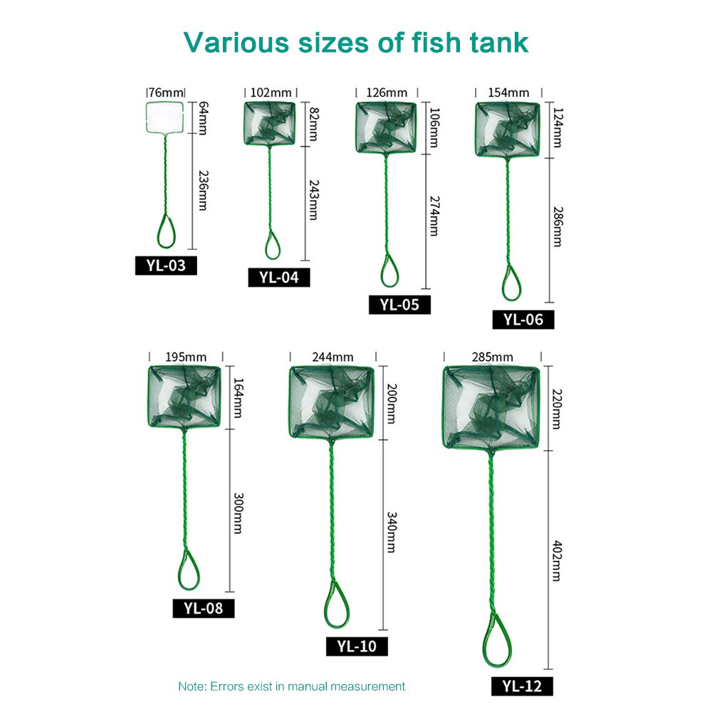 Fish Tank Floating Objects Cleaning Tool Green Portable Long Handle Square Aquarium Accessories Fishing Net Landing Net