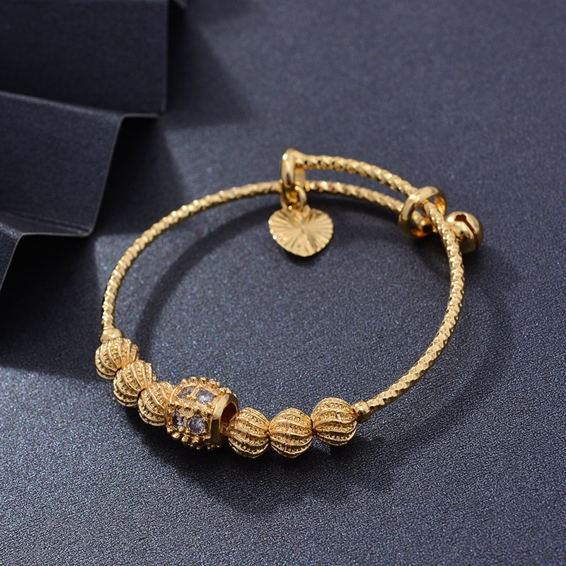 24K 4pcs Boys Girls Ethnic Gold Color Dubai Bangles Ethnic Luxury Bangles Bracelet Women Girl Bride Dubai Bangles Child jewelry