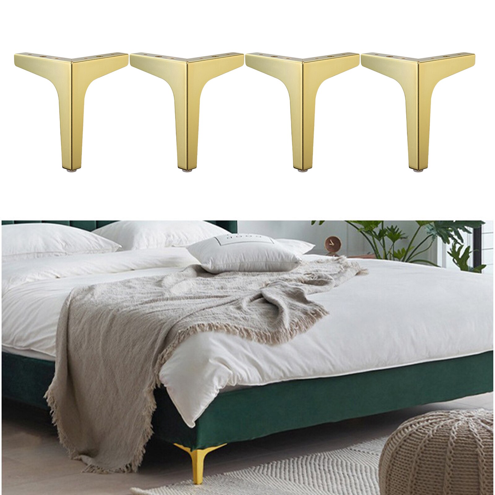 4 x Iron Metal Furniture Legs Sofa feet Chair Cabinet Table 17cm Golden: Golden 17cm