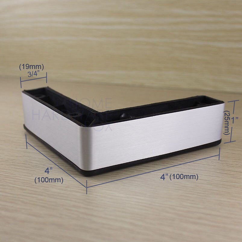 furniture leg cabinet base aluminum plastic corner L feet 4.75" 120mm